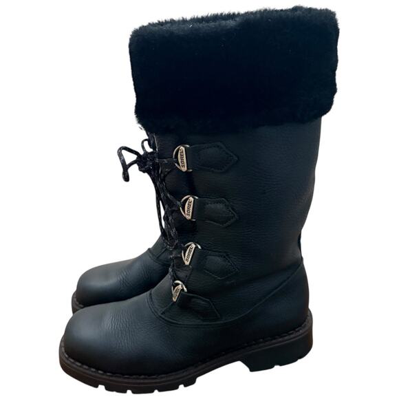 Sorel Black Leather Lined Winter Snow Boots Lace Up Warm Size 7.5 - Picture 3 of 9